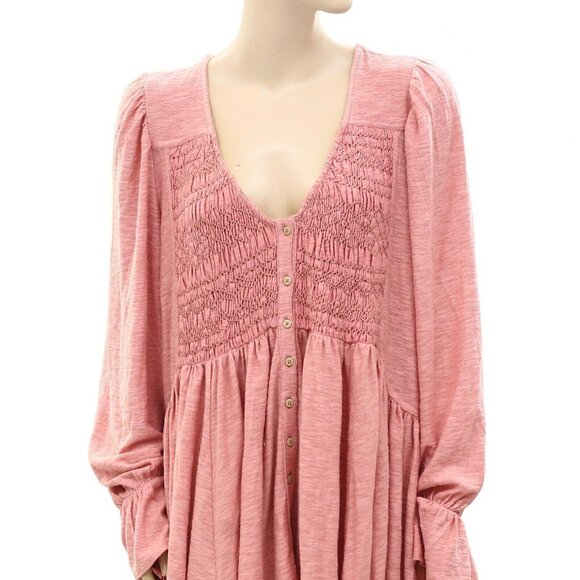 Free People Don't Call Me Baby Tunic Mini Dress Buttondown Oversized S 256740 - Picture 5 of 8